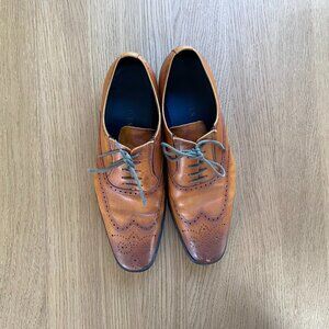 Frasoicus Full Brogue Derby Shoes Light Brown Leather 10.5